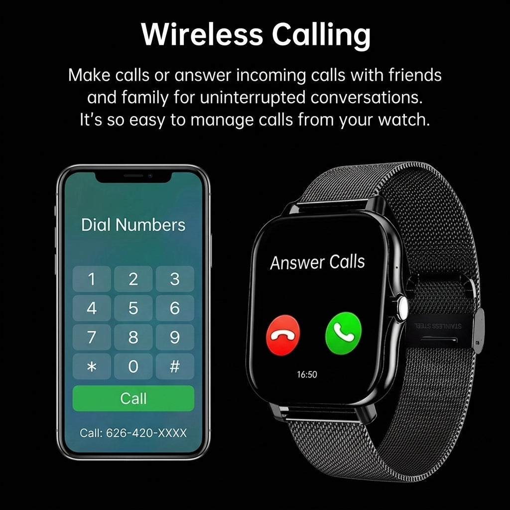 Smart fitness watch with Bluetooth calling and health monitoring