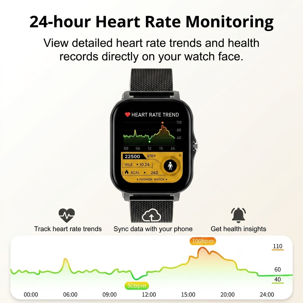 Smart fitness watch with Bluetooth calling and health monitoring
