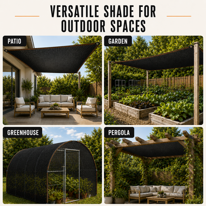Elsie Heavy Duty Shade Cloth - Reinforced Taped Edges with Metal Grommets, Black
