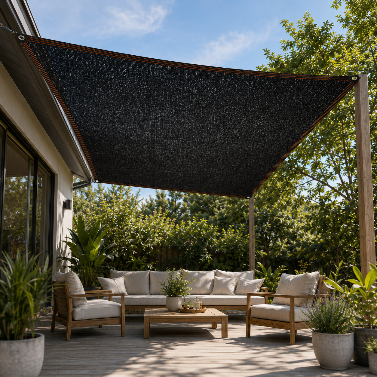 Elsie Heavy Duty Shade Cloth - Reinforced Taped Edges with Metal Grommets, Black