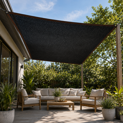 Elsie Heavy Duty Shade Cloth - Reinforced Taped Edges with Metal Grommets, Black