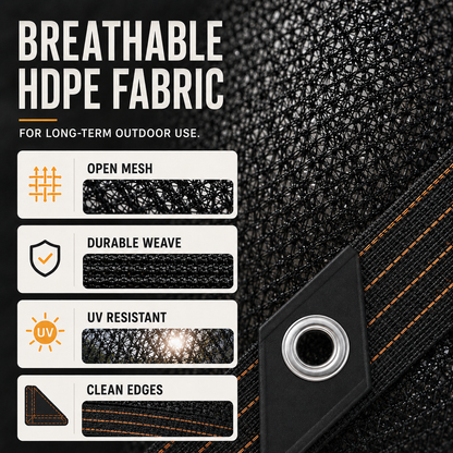 Elsie Heavy Duty Shade Cloth - Reinforced Taped Edges with Metal Grommets, Black