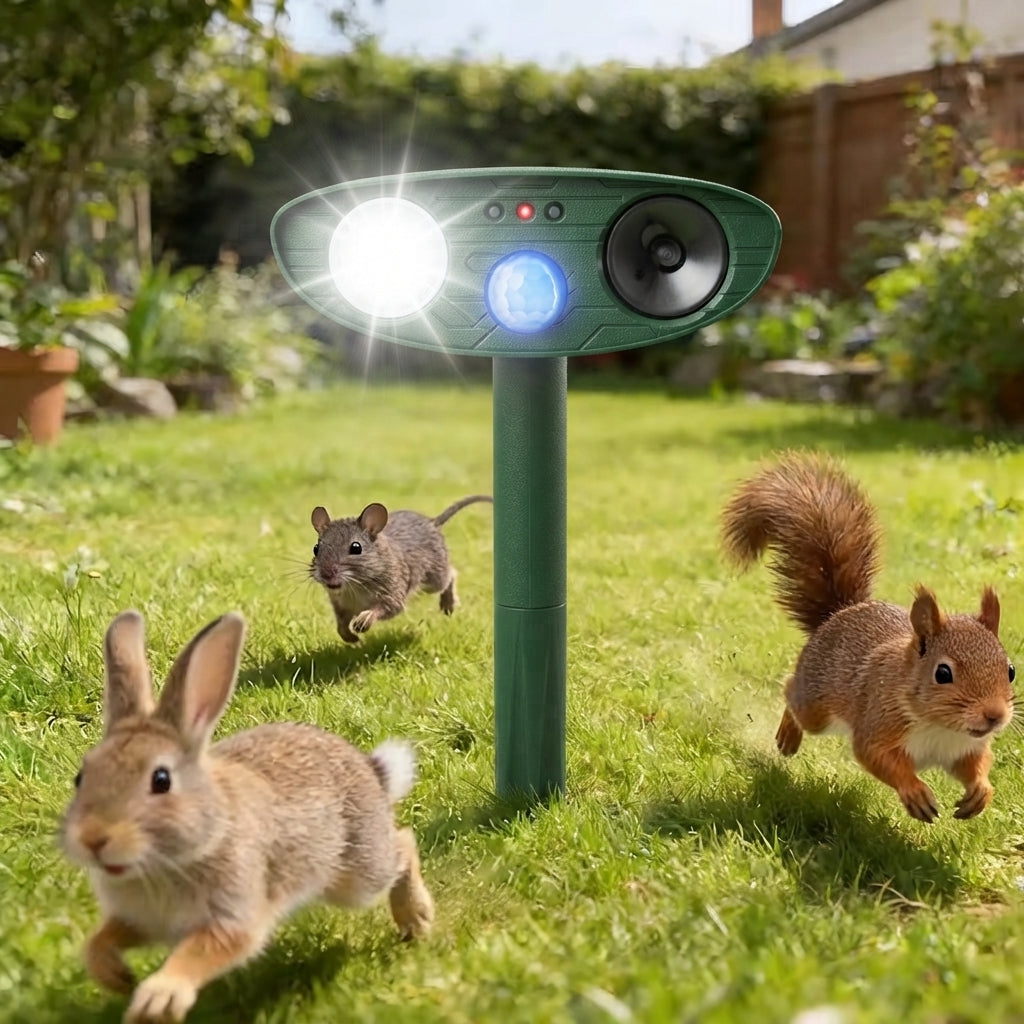 Ultrasonic rabbit repeller - Discreet outdoor protection for your garden