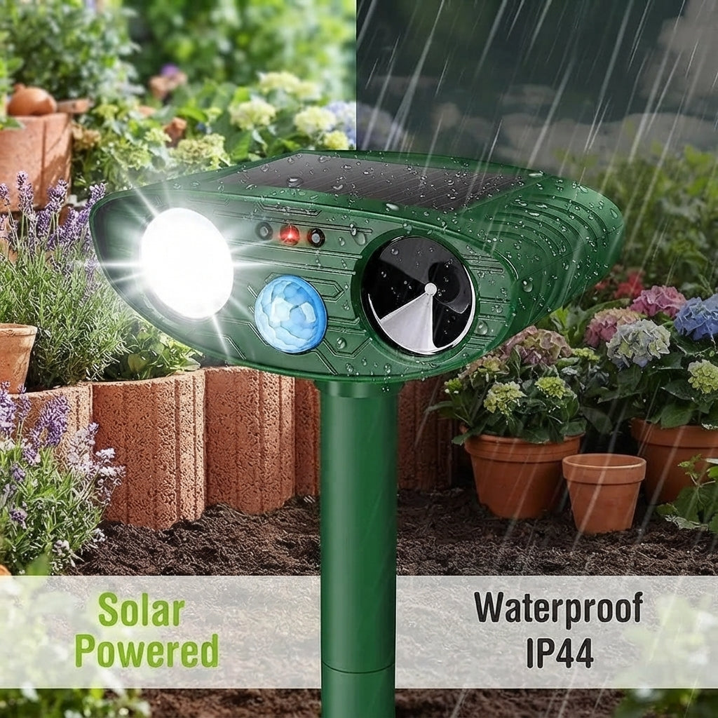 Ultrasonic rabbit repeller - Discreet outdoor protection for your garden