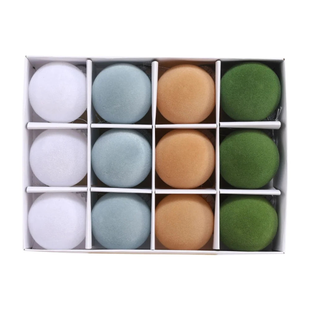 Christmas Tree Baubles Set of 12 With Soft Velvet Finish 7 cm