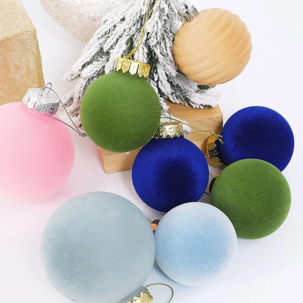 Christmas Tree Baubles Set of 12 With Soft Velvet Finish 7 cm