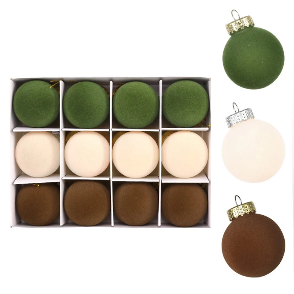 Christmas Tree Baubles Set of 12 With Soft Velvet Finish 7 cm