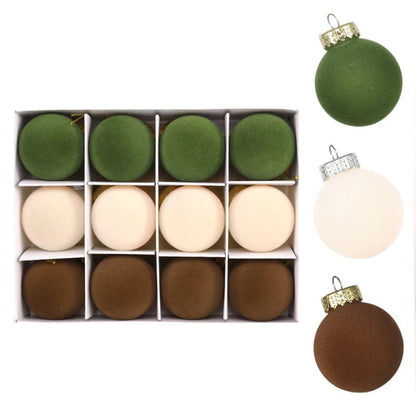 Christmas Tree Baubles Set of 12 With Soft Velvet Finish 7 cm