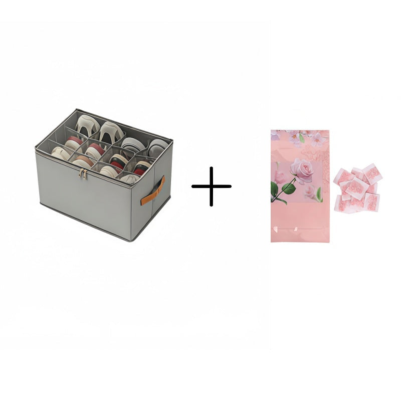 Fabric Shoe Organiser Storage Box – Foldable, Large Capacity, Dustproof & Breathable for Closet & Bedroom