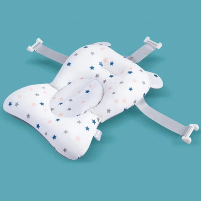 Foldable baby bath with ergonomic bath mat and digital thermometer