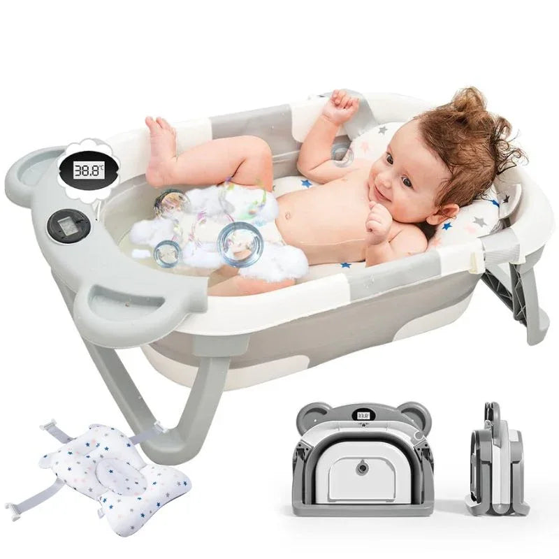 Baignoire Bébé Pliable avec Matelas Ergonomique, 0–24 Mois | RONDOR