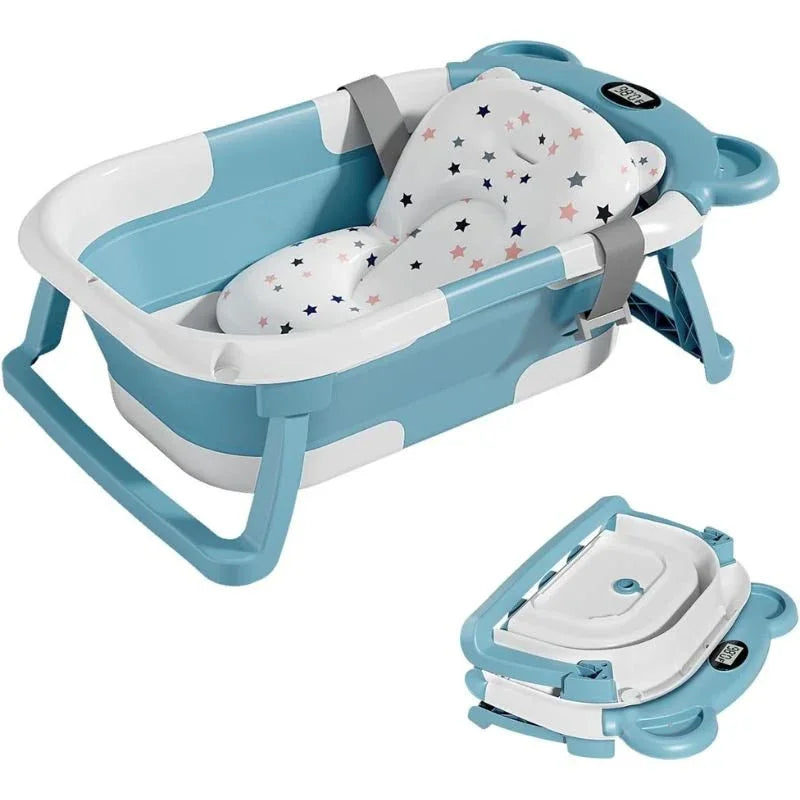 Baignoire Bébé Pliable avec Matelas Ergonomique, 0–24 Mois | RONDOR
