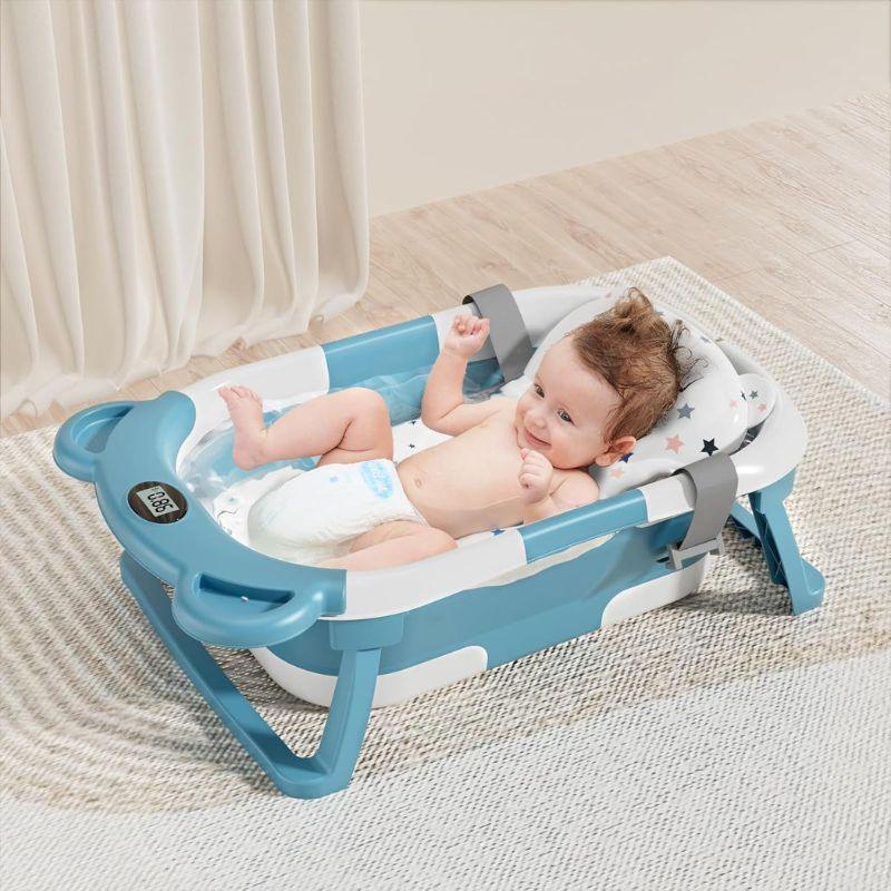 Baignoire Bébé Pliable avec Matelas Ergonomique, 0–24 Mois | RONDOR