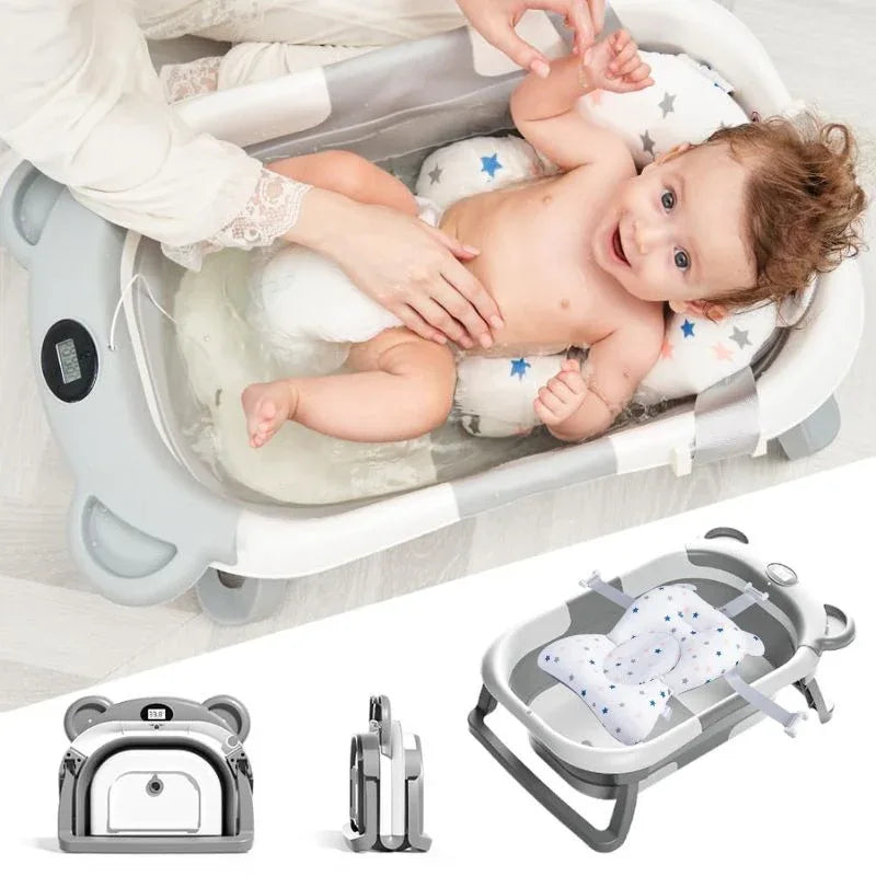 Baignoire Bébé Pliable avec Matelas Ergonomique, 0–24 Mois | RONDOR
