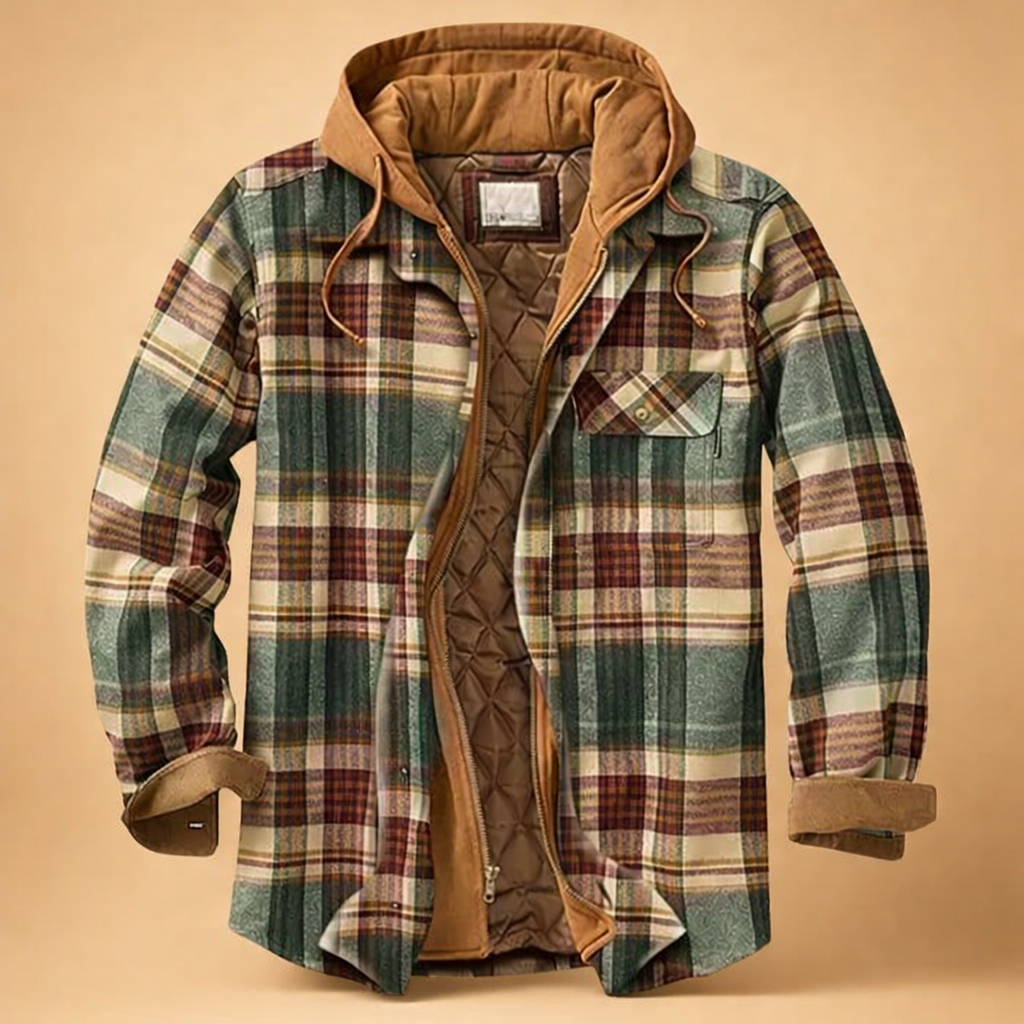 Men's Hooded Jacket with Front Closure - Versatile Style