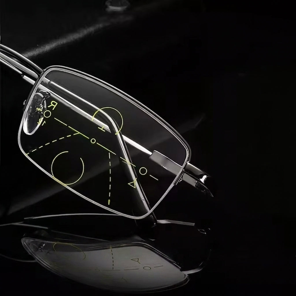 Blue light reading glasses with multifocal lenses and anti-reflective coating - Lightweight metal frame