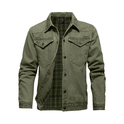 Men's denim jacket - Flannel lined, button front and chest pockets