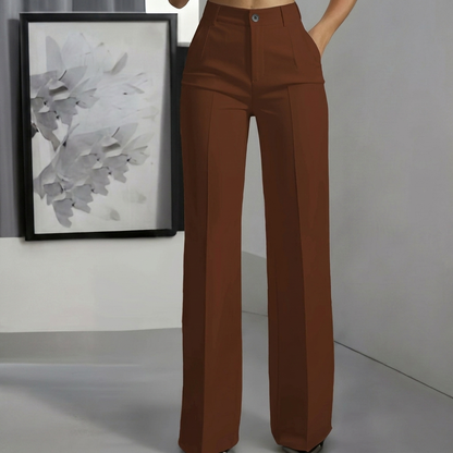 Women’s Minimalist White Polyester Pants with Elegant Casual Design