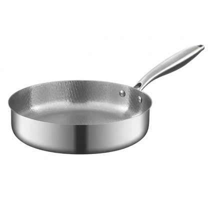 Hammered titanium wok pan with flat bottom