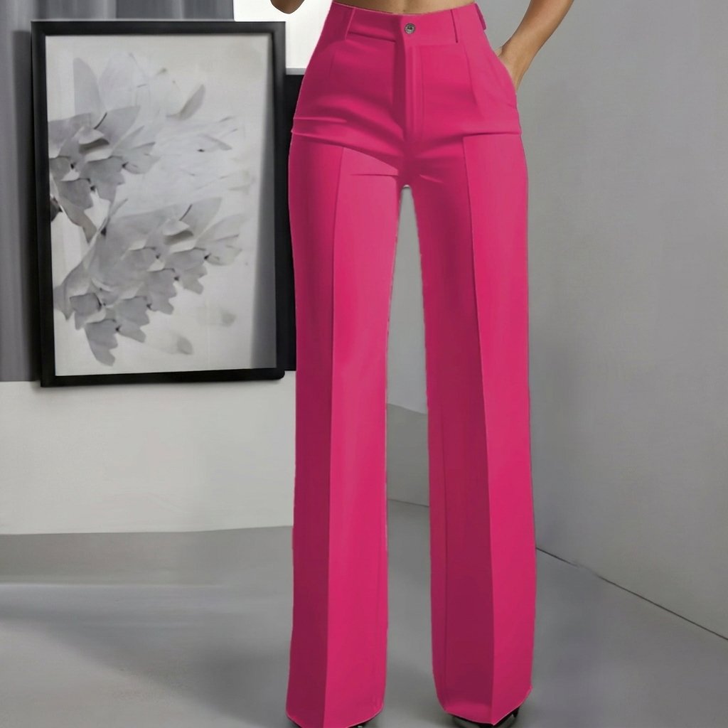 Women’s Minimalist White Polyester Pants with Elegant Casual Design