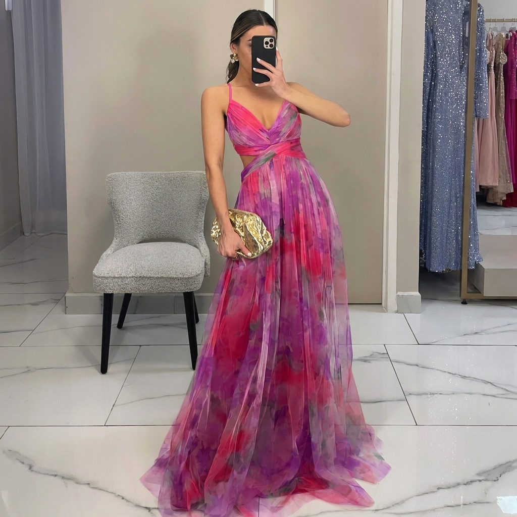 Ladies' Mesh Printing Slip Dress