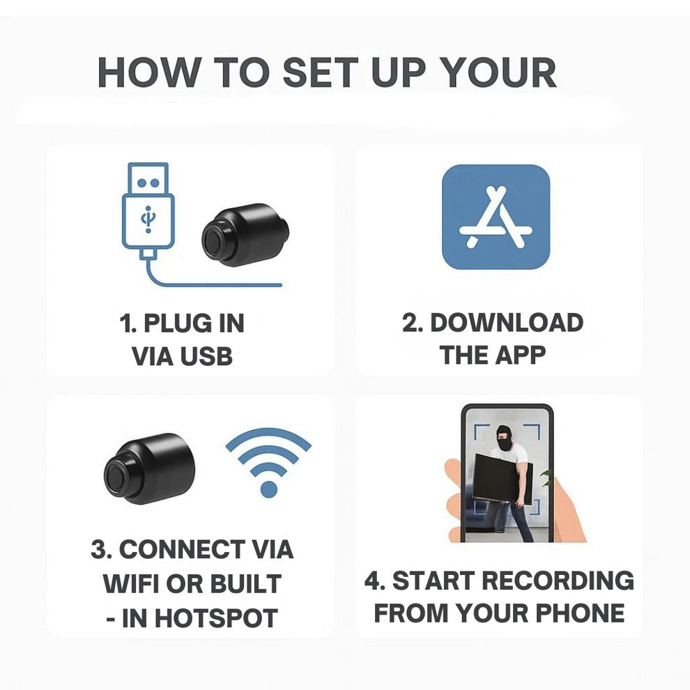 1080P wireless mini camera - Compact design with night vision and audio recording