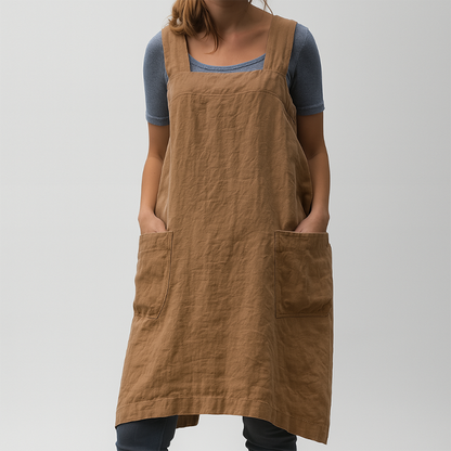 Women's apron dress - Adjustable fit, cross-back design and pockets