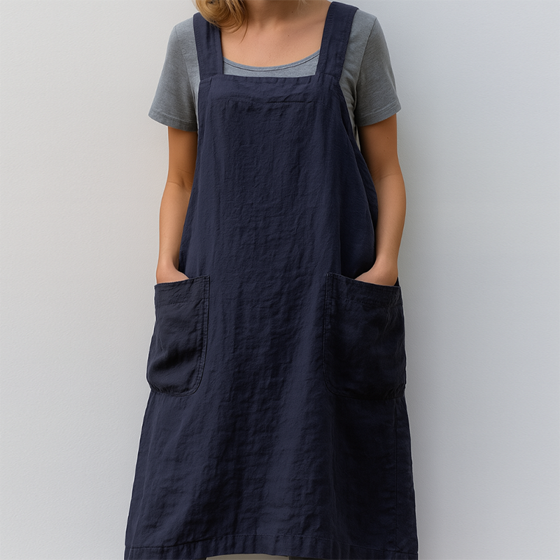 Women's apron dress - Adjustable fit, cross-back design and pockets