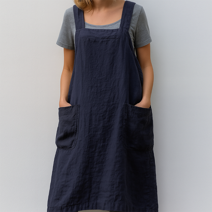 Women's apron dress - Adjustable fit, cross-back design and pockets