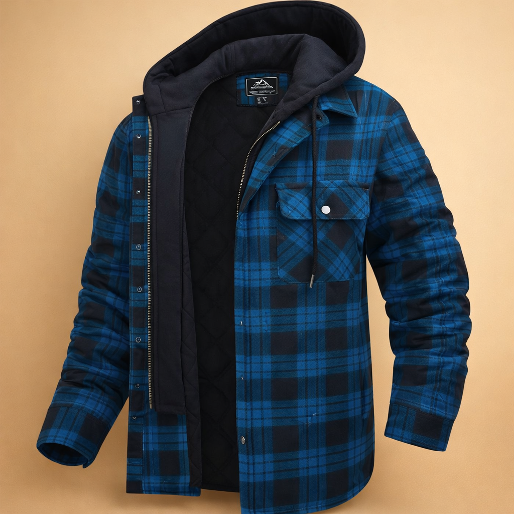 Men's Hooded Jacket with Front Closure - Versatile Style