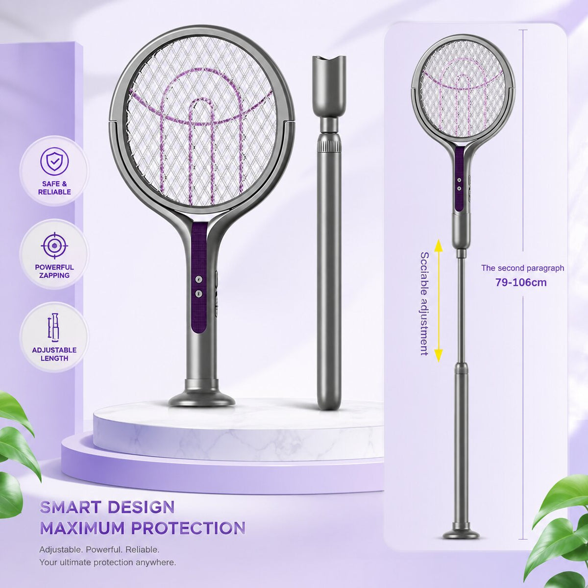 Elsie Telescopic Electric Fly Swatter - Rechargeable Insect and Mosquito Zapper Racket