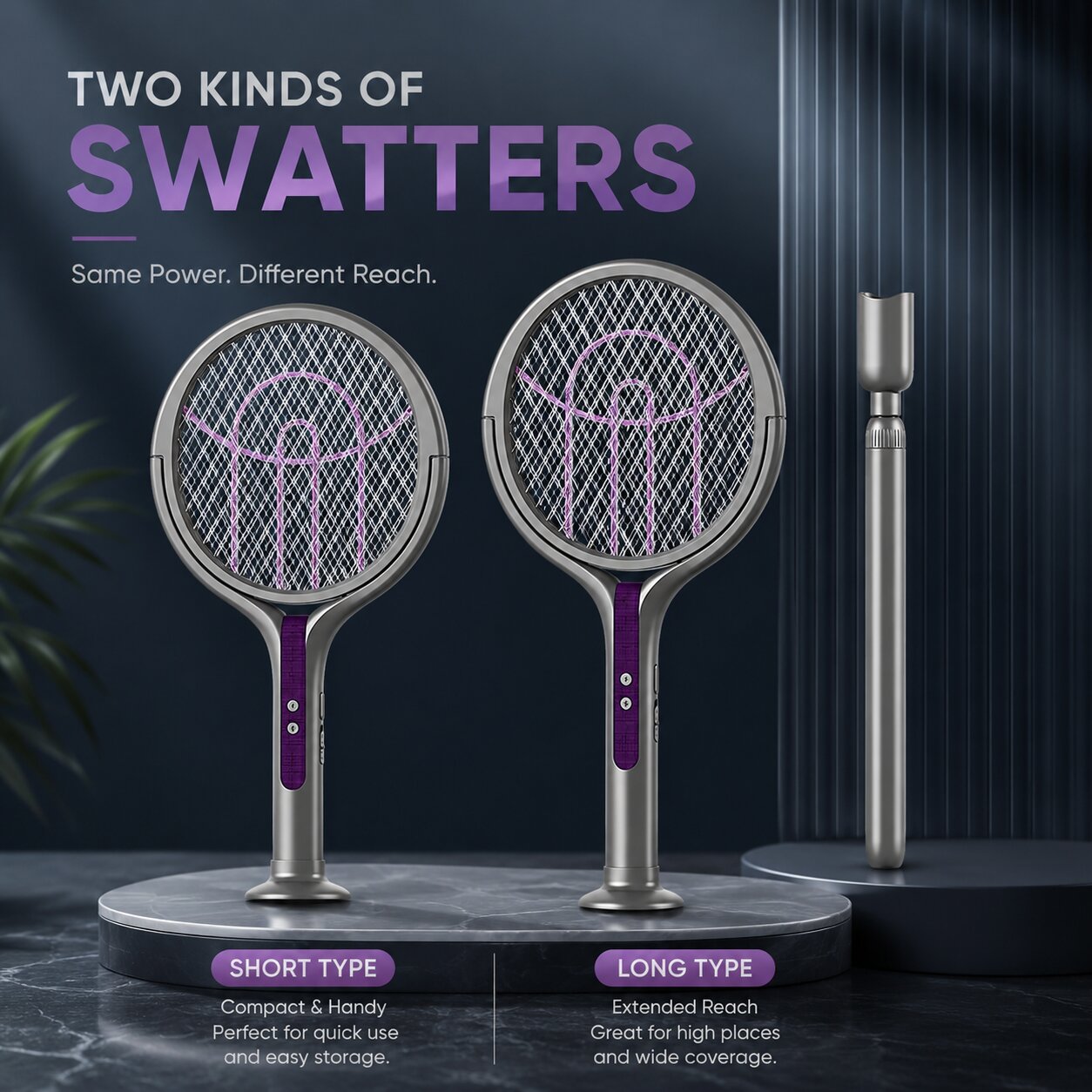 Elsie Telescopic Electric Fly Swatter - Rechargeable Insect and Mosquito Zapper Racket