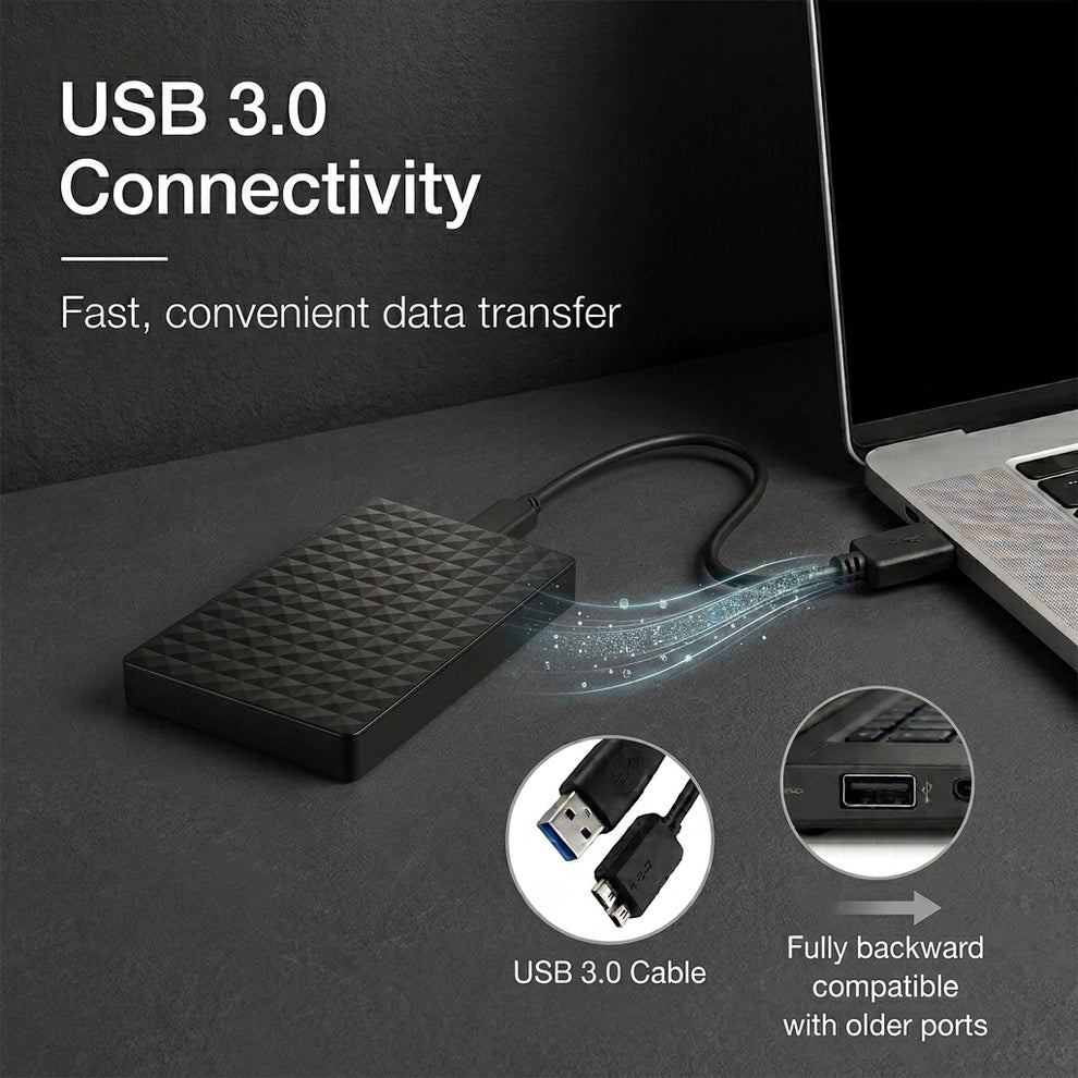 10TB portable external hard drive - USB 3.0, slim and universal