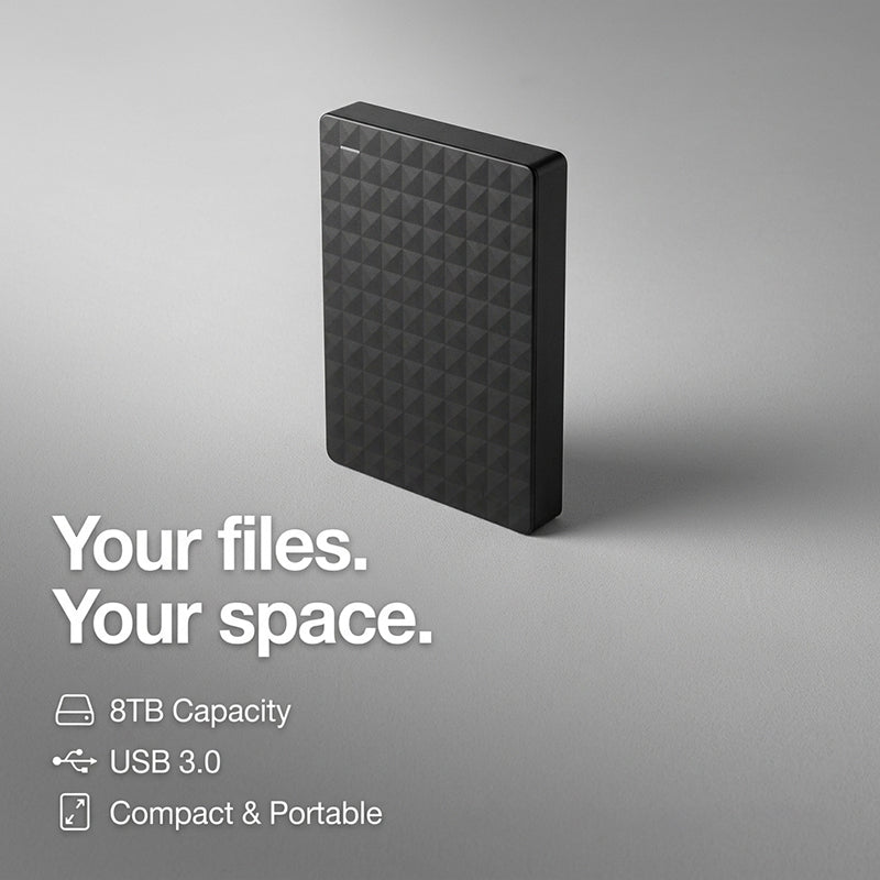 8TB portable external hard drive – compact USB 3.0 storage
