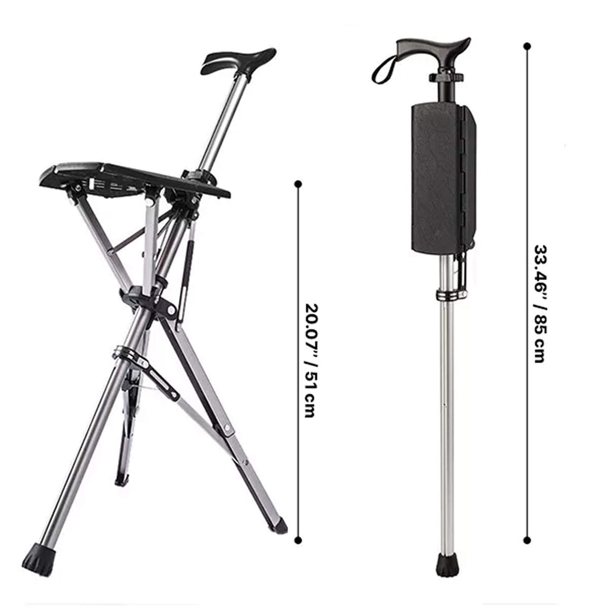 Folding Walking Cane with Seat - Portable Mobility Support