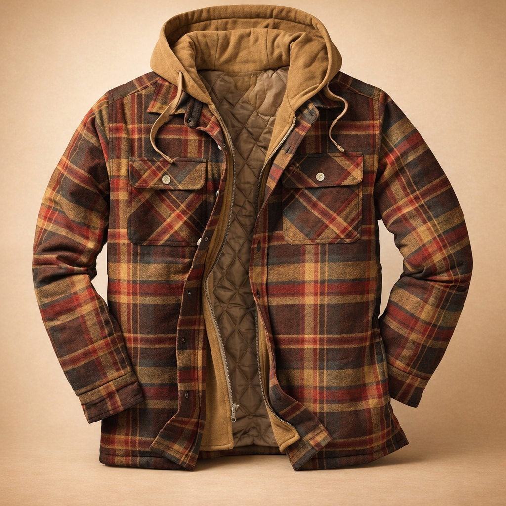 Men's Hooded Jacket with Front Closure - Versatile Style