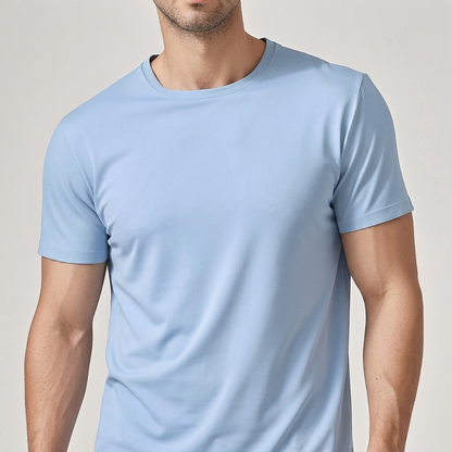 Men’s Solid Color Crew Neck Short Sleeve Casual T-Shirt