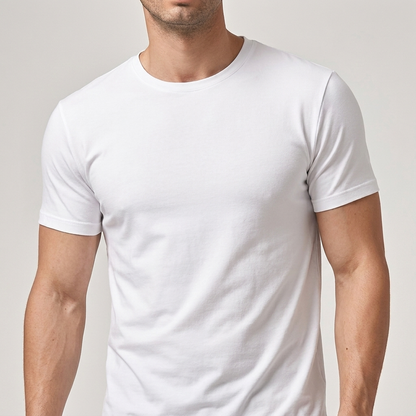 Men’s Solid Color Crew Neck Short Sleeve Casual T-Shirt