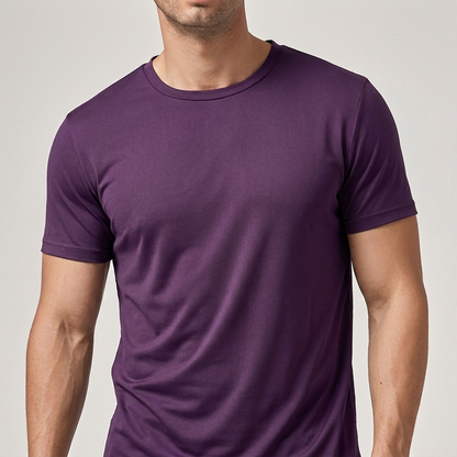 Men’s Solid Color Crew Neck Short Sleeve Casual T-Shirt