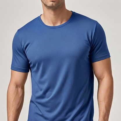 Men’s Solid Color Crew Neck Short Sleeve Casual T-Shirt