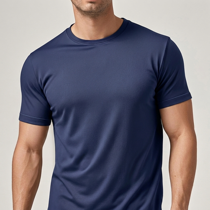 Men’s Solid Color Crew Neck Short Sleeve Casual T-Shirt