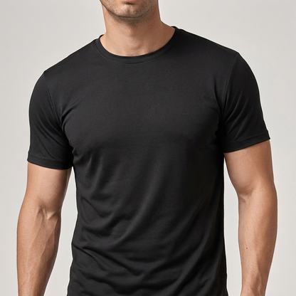 Men’s Solid Color Crew Neck Short Sleeve Casual T-Shirt