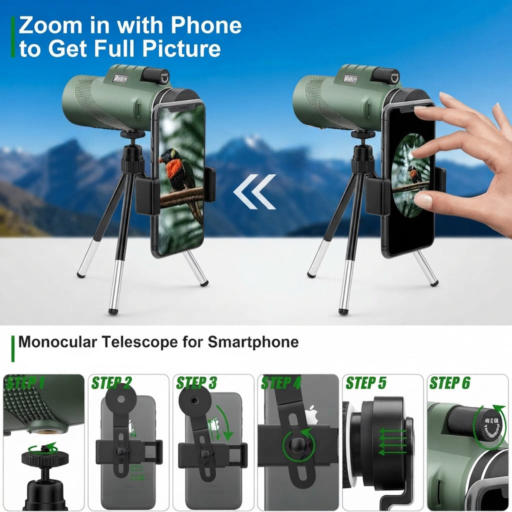 Compact monocular telescope | HD long-range viewing for outdoor use