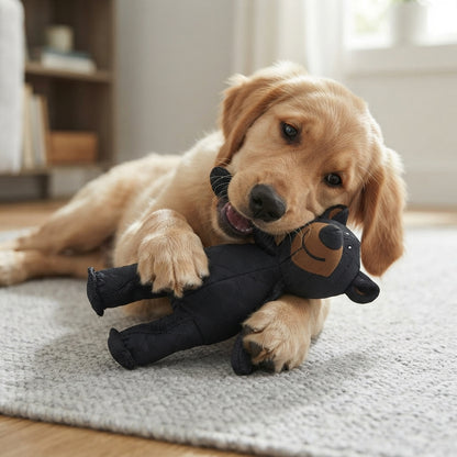 Durable bear dog toy with squeaker for strong chewers