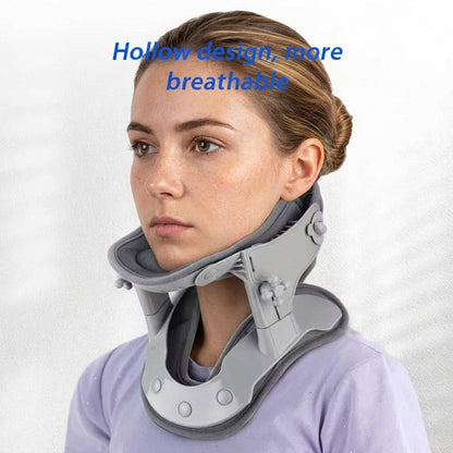 Neck traction device with heat for adjustable cervical support