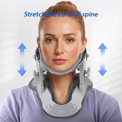 Neck traction device with heat for adjustable cervical support