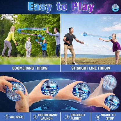 Flying boomerang hover ball - Motion control LED toy for indoor and outdoor fun