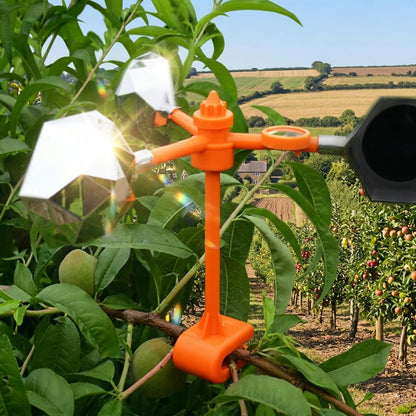 Wind-powered bird deterrent reflector with rotating sound box