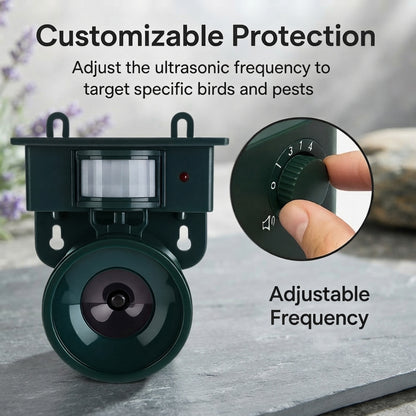 Motion sensor bird repeller - Solar powered ultrasonic deterrent