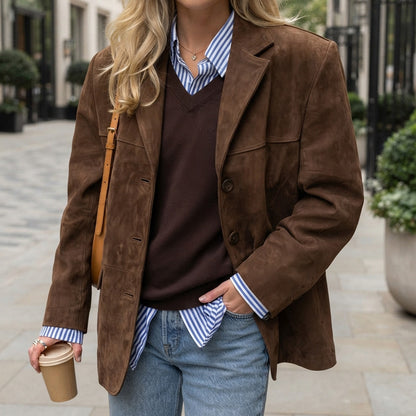 Women's oversized blazer - Relaxed fit with notched lapel and button front